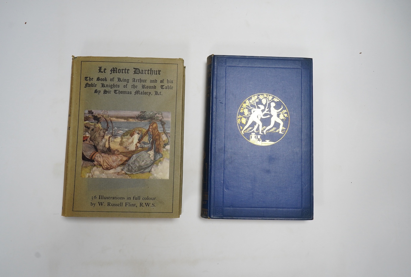 Malory, Sir Thomas - Le Morte Darthur: the history of King Arthur and of his Noble Knights of the Round Table. (new edition), 2 vols. 36 coloured plates (by W. Russell Flint); publisher's gilt decorated cloth and d/wrapp